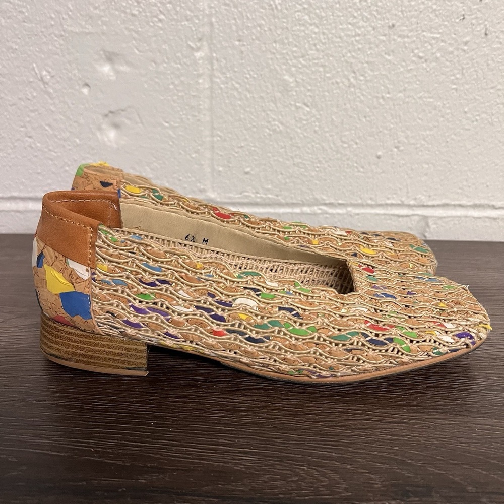 Vintage Margaret Jerrold Woven‎ Eclectic Boho Kitten Heel Loafers 6.5 M